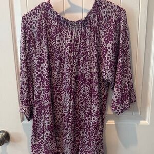 LOFT Purple and White Patterned Blouse